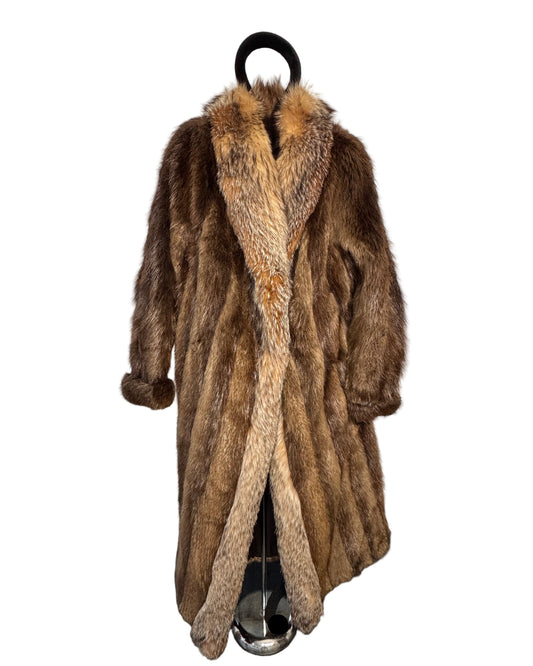 Full Length Beaver Fur with Fox Fur Collar Trim